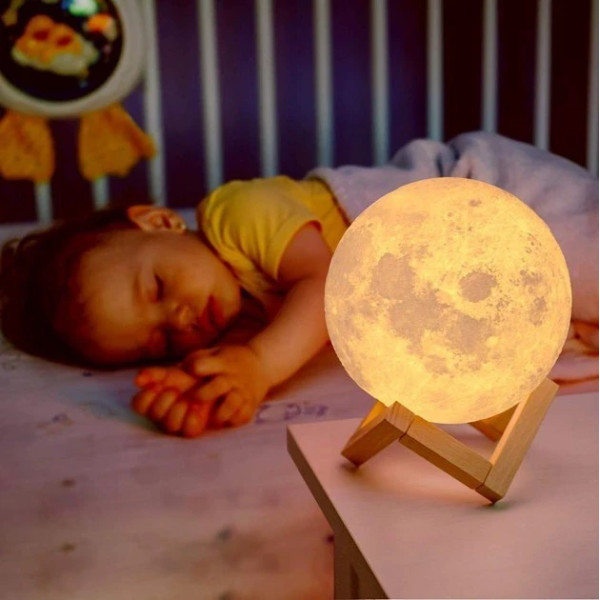 Ночник 3D аккумуляторная Луна Светильник 5 режимов 5 цветов USB 3D Moon Touch