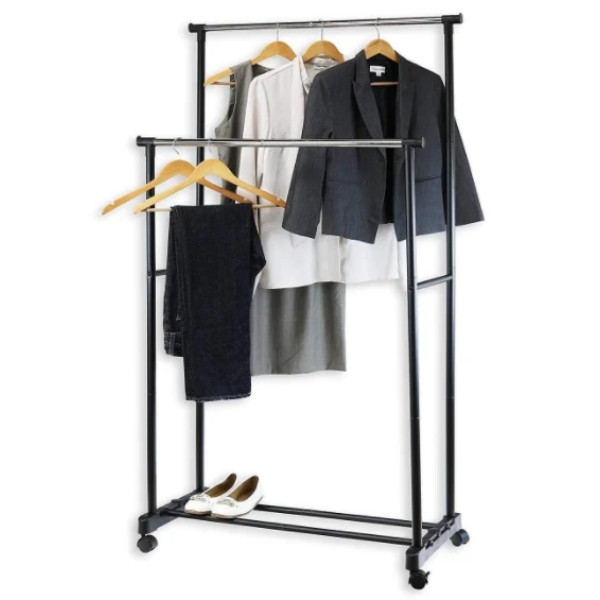 Стойка для одежды и обуви Double Pole Clothes Horse телескопическая вешалка