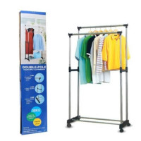 Стойка для одежды и обуви Double Pole Clothes Horse телескопическая вешалка