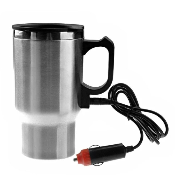 Автомобильная термокружка с подогревом Electric Mug на 400 мл серебро