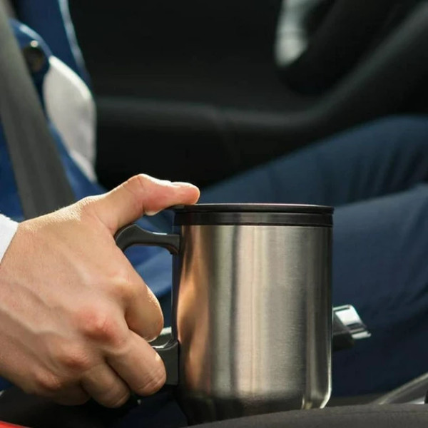 Автомобильная термокружка с подогревом Electric Mug на 400 мл серебро