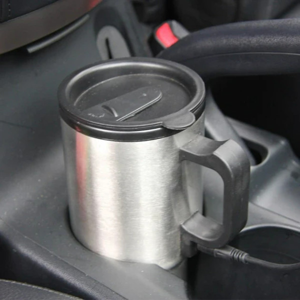 Автомобильная термокружка с подогревом Electric Mug на 400 мл серебро