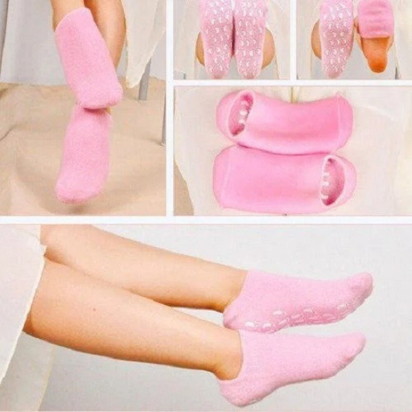 Розовые увлажняющие гелевые носочки SPA Gel Socks с приятным ароматом