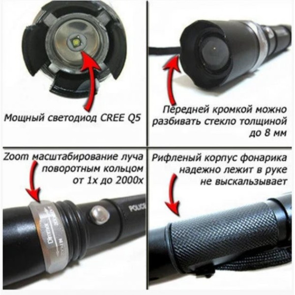 Компактный светодиодный фонарик BAILONG BL-T8626 с 3 режимами