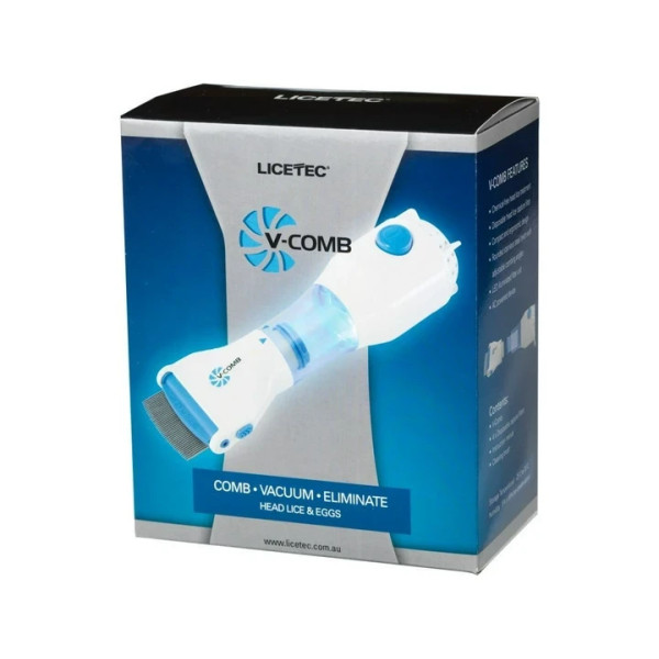 Электрическая расческа от вшей и гнид с вытяжкой Licetec V-comb Белая