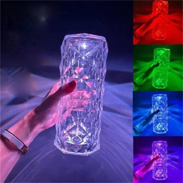 Светодиодный ночник Crystal Rose Ambience в виде хрустальной вазы, 16 цветов RGB