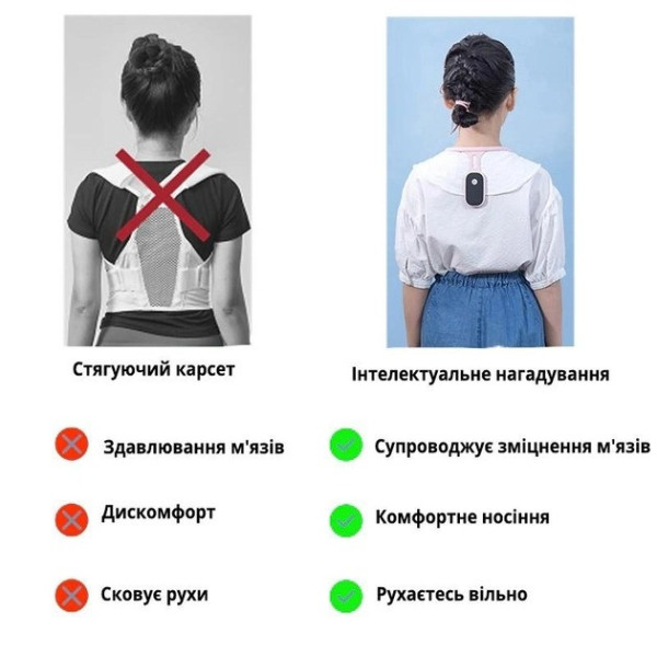 Корректор осанки с вибрацией Posture Device, подходит для взрослых и детей