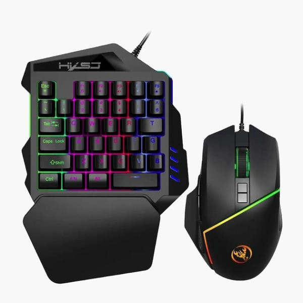 Набор для игр 198I G506: проводная мини-клавиатура и мышь, черные