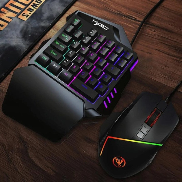 Набор для игр 198I G506: проводная мини-клавиатура и мышь, черные