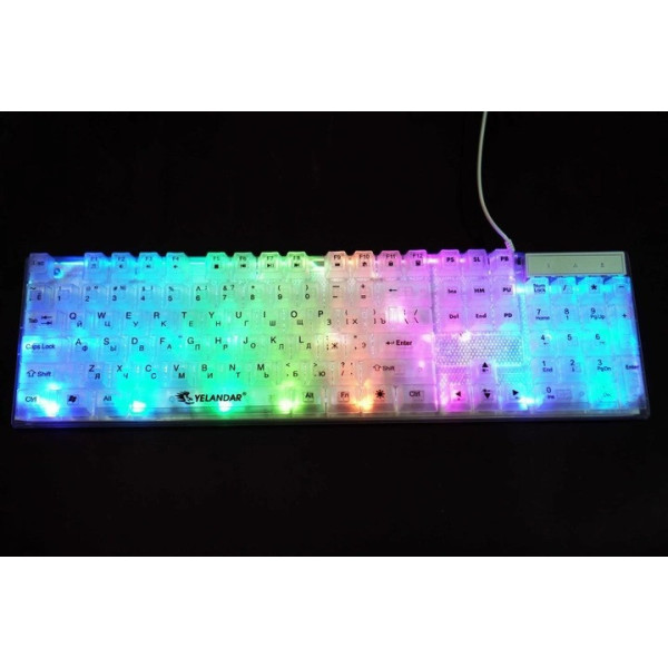 Мембранная клавиатура Yelandar AN-T20, проводная с RGB подсветкой, белая