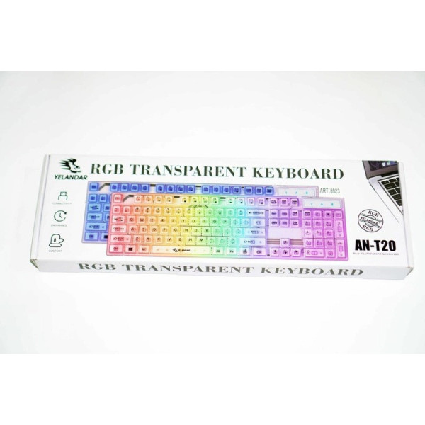 Мембранная клавиатура Yelandar AN-T20, проводная с RGB подсветкой, белая