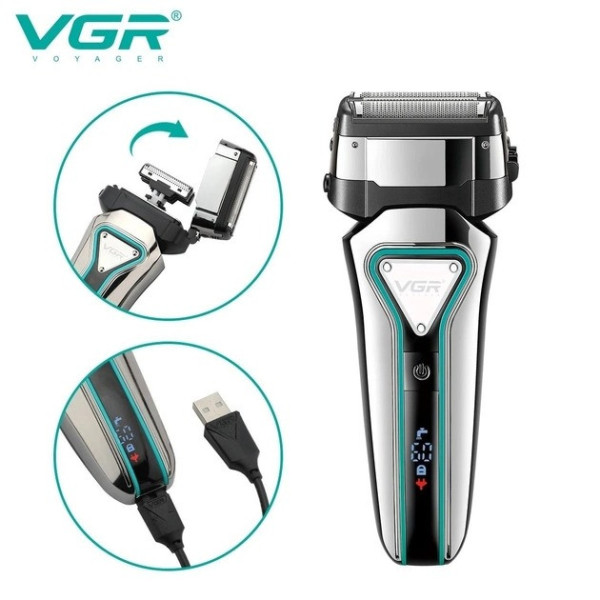 Аккумуляторная электробритва VGR V-333 для лица, подходит для сухого и влажного бритья