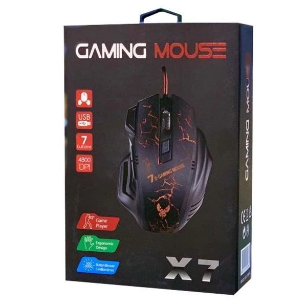 Игровая проводная мышь GAMING MOUSE X7, длина кабеля 1.5 м, черная, с подсветкой