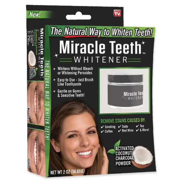 Отбеливатель зубов Miracle Teeth Whitener черная зубная паста Средство для отбеливания зубов Miracle Teeth-В
