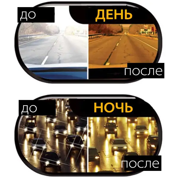 Антибликовый комплект очков для водителей HD Vision Day & Night 2 пары желтые и черные
