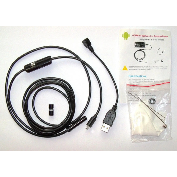Эндоскопическая камера USB с подсветкой Endoscope camera 2 meter 7mm для iOS и Android