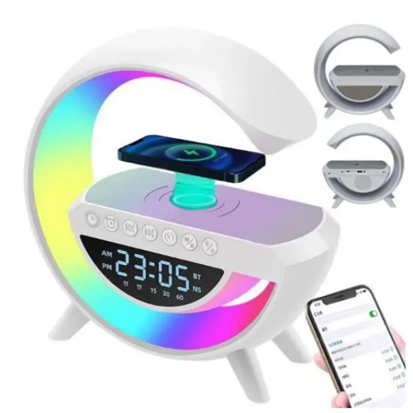 Ночник настольный с беспроводной зарядкой RGB Happy Light Light Sound Machine 24см