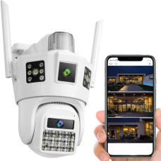 Поворотная уличная камера 4G или провод 12Мп с датчиком движения