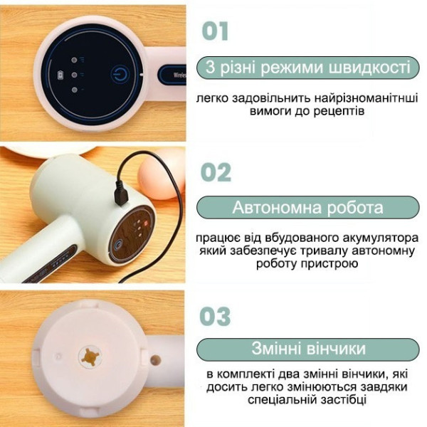 Портативный USB миксер на аккумуляторе для взбивания, удобный гаджет для кухни
