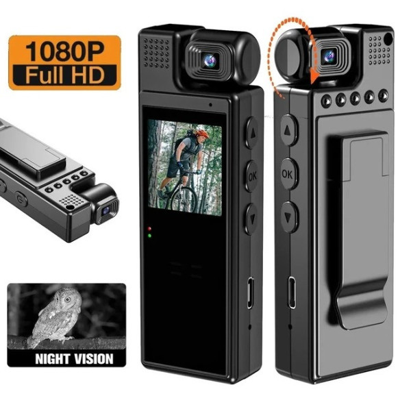 Боди-камера L9 1080p с поворотной линзой и датчиком движения