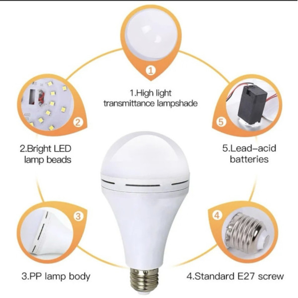 Светодиодная лампа-фонарь E27 LED Smartcharge на аккумуляторе 15W