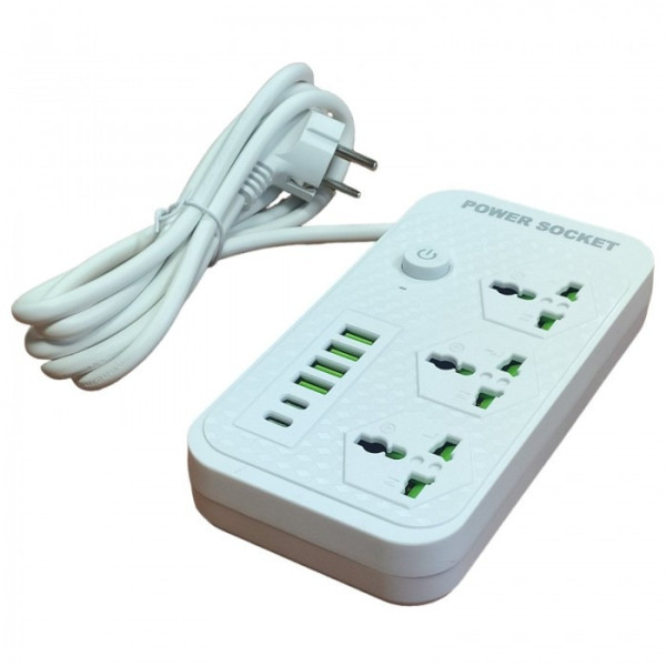Сетевой удлинитель Power Socket J07 на 3 розетки и 4 USB порта