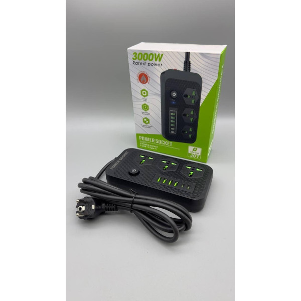 Сетевой удлинитель Power Socket J07 на 3 розетки и 4 USB порта