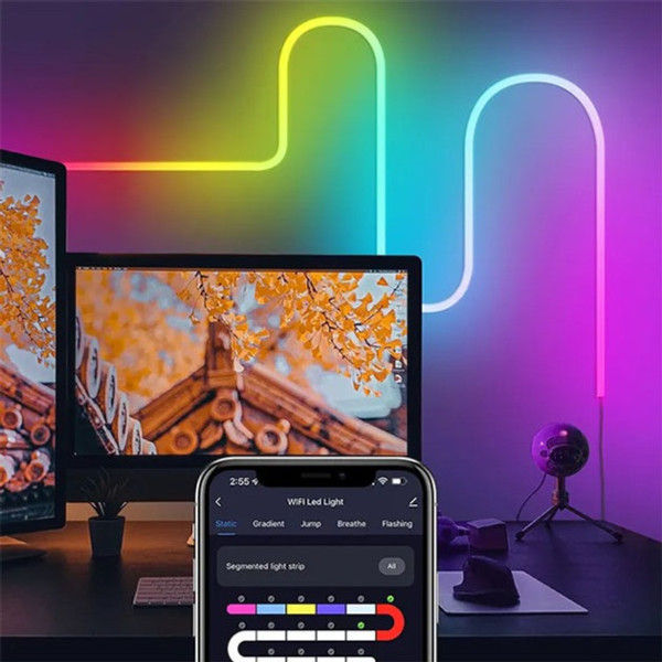 Умная неоновая светодиодная лента Gosund RTS0046 5 м, Wi-Fi управление через приложение и пульт, RGB подсветка