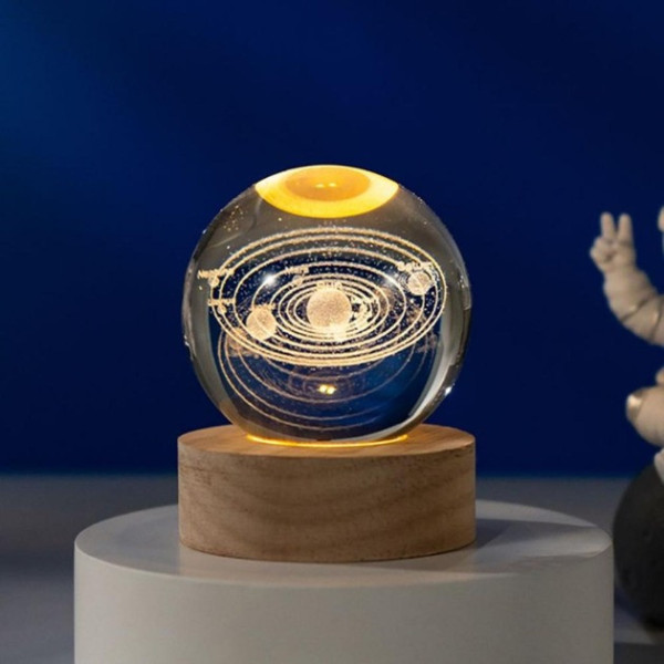 LED ночник 3D "Солнечная система" в хрустальном шаре, USB питание