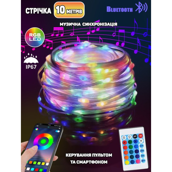 Светодиодная RGB лента LED 10 м с пультом, водонепроницаемая модель MDX-265