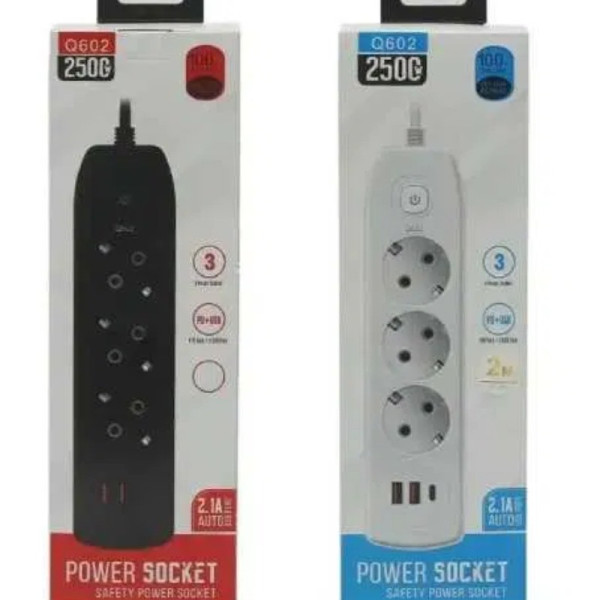 Сетевой фильтр AND-16-20 с 3 розетками, 2 USB и Type-C разъемами