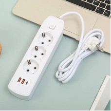 Сетевой фильтр AND-16-20 с 3 розетками, 2 USB и Type-C разъемами