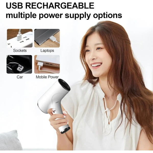 Беспроводной фен Portable Hair Dryer 2600 mAh, мощность 500 Вт