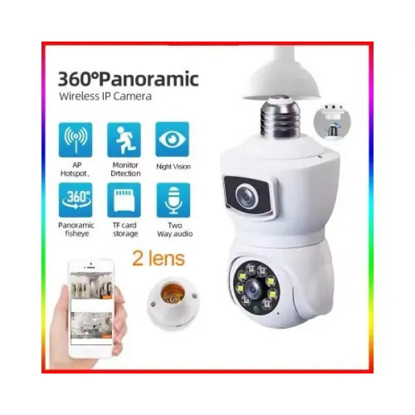 Камера PTZ-Lamp Wi-Fi 2MP с ночным видением, установка в патрон E27