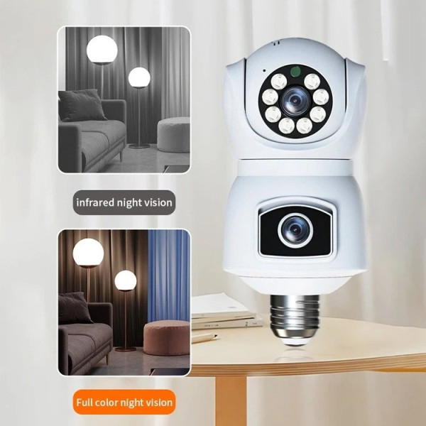 Камера PTZ-Lamp Wi-Fi 2MP с ночным видением, установка в патрон E27