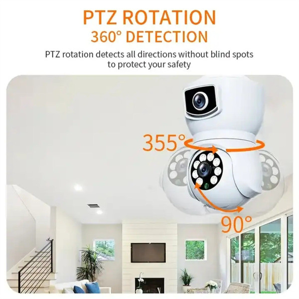 Камера PTZ-Lamp Wi-Fi 2MP с ночным видением, установка в патрон E27