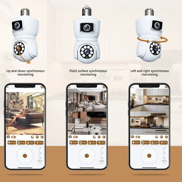 Камера PTZ-Lamp Wi-Fi 2MP с ночным видением, установка в патрон E27