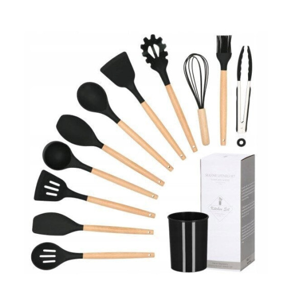 Кухонный набор Kitchen Set из 12 предметов, черный цвет