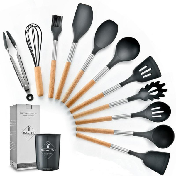 Кухонный набор Kitchen Set из 12 предметов, черный цвет