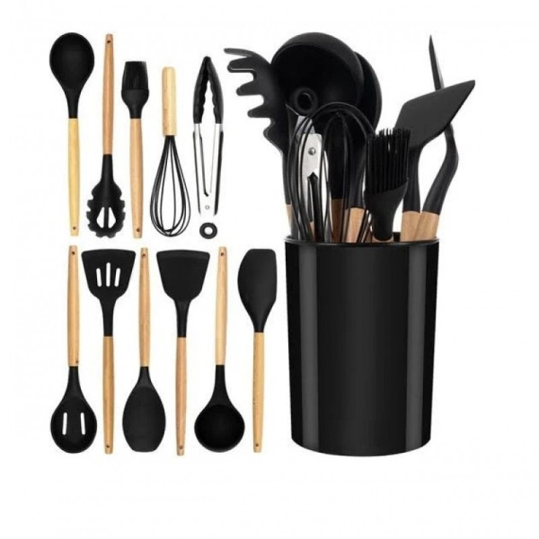 Кухонный набор Kitchen Set из 12 предметов, черный цвет