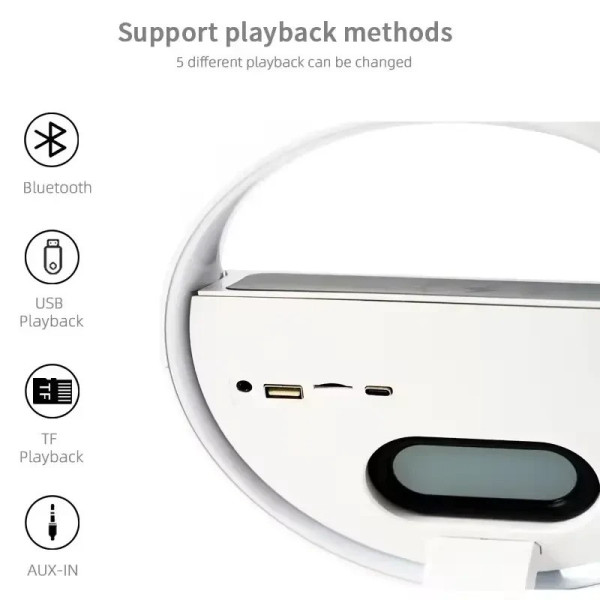Ночник-колонка G5 с Bluetooth, часами, RGB подсветкой и быстрой зарядкой