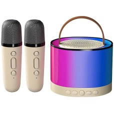 Портативная колонка K52 с Bluetooth и 2 караоке микрофонами, RGB подсветка