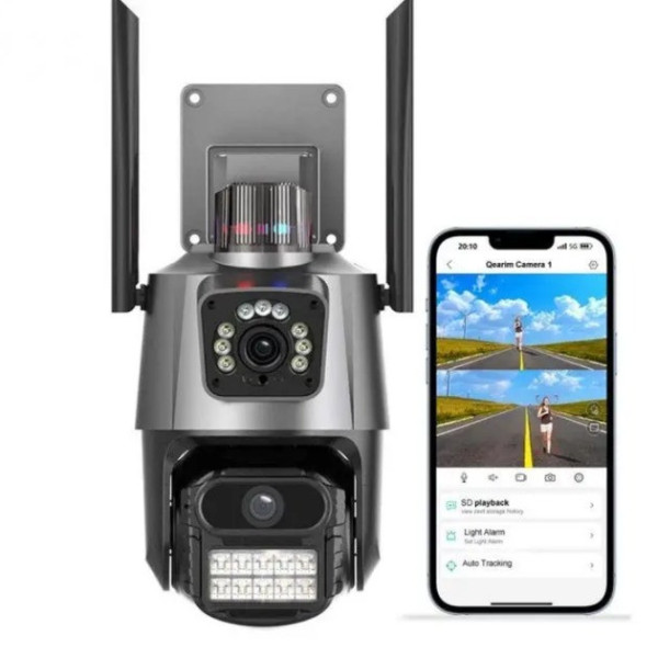 Уличная Wi-Fi камера видеонаблюдения PTZ P11 ICSEE 6MP с двойным объективом, поворотная, ночное видение, IP66