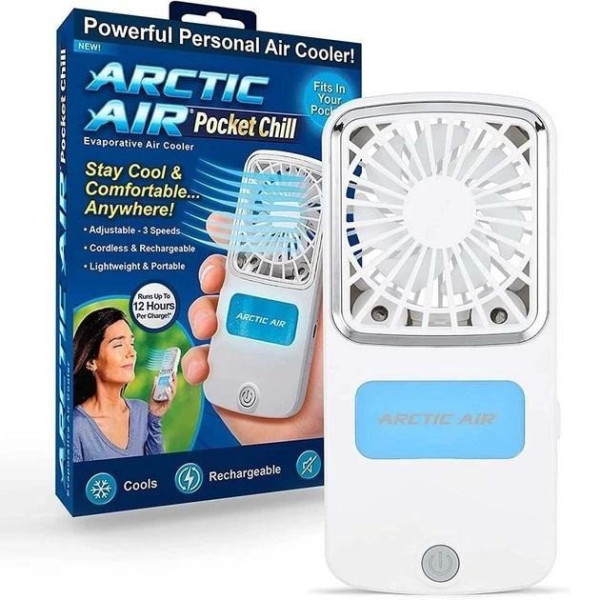 Портативный вентилятор Arctic Air Pocket Chill с охлаждением Hydro-Chill, 3 скорости, RGB подсветка