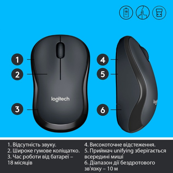 Беспроводная мышка  M220 Silent, бесшумная, оптическая, 1000 DPI, черная
