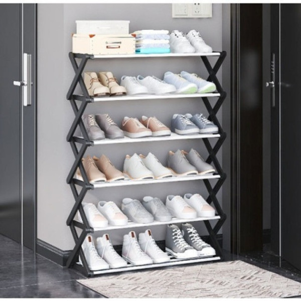 Складная полка для обуви Shoe Rack, 6 секций, до 12 пар черная