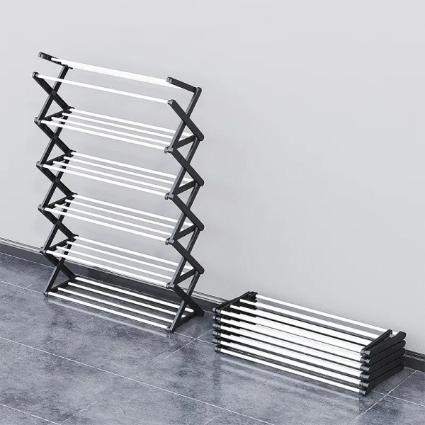 Складная полка для обуви Shoe Rack, 6 секций, до 12 пар черная