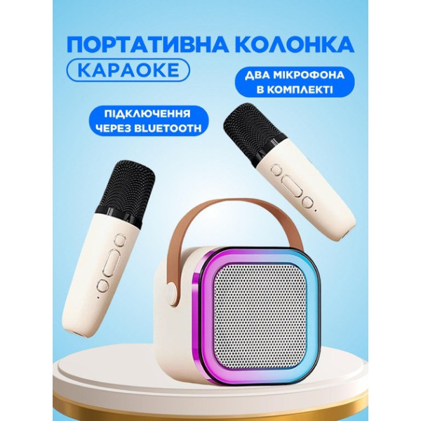 Портативная Bluetooth колонка с караоке и микрофонами Monty K12-2 / Беспроводная акустика с FM-радио, USB