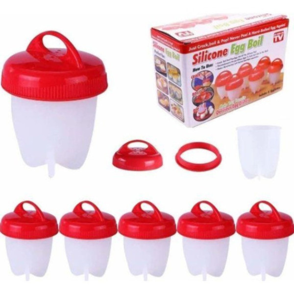 Формы для варки яиц без скорлупы Egg Boiler, 6 штук с лотком / Силиконовая яйцеварка Eggies