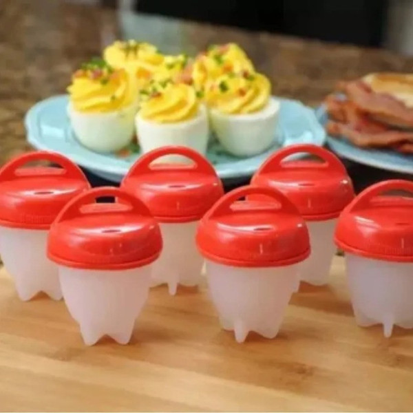 Формы для варки яиц без скорлупы Egg Boiler, 6 штук с лотком / Силиконовая яйцеварка Eggies